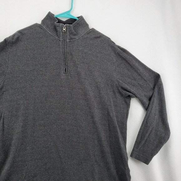 CHAPS Sweater Men's 1/4 Zip Long Sleeve High Neck Pullover Gray Medium - Picture 6 of 12